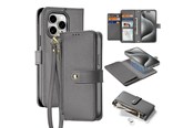 Mobiel - Covers & Cases - Dux Ducis Lava Leather Case for iPhone 15 Pro - Grey - 6971824163162