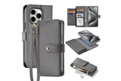Mobiel - Covers & Cases - Dux Ducis Lava Leather Case for iPhone 15 Pro Max - Grey - 6971824163193