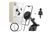 Mobiel - Adapters & Opladers - Tech-Protect MM15W-V4 Magnetic MagSafe 15W Car Mount for Cockpit / Windshield / Air Vent - Black - 5906302361076