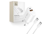 Mobiel - Adapters & Opladers - Tech-Protect NCA45W-GAN 2-Port 45W AC Charger with USB-C Cable - White - 5906302352814