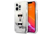 Mobiel - Covers & Cases - Karl Lagerfeld Liquid Glitter Karl&Choupette Head case for iPhone 13 Pro Max - silver - 3666339028923