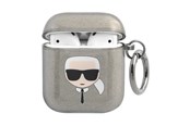 Mobiel - Overige accessoires - Karl Lagerfeld Glitter Karl's Head Case for AirPods 1/2 - Black - 3666339030254