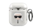Mobiel - Overige accessoires - Karl Lagerfeld Glitter Karl's Head case for AirPods 1/2 - silver - 3666339030285