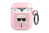 Mobiel - Overige accessoires - Karl Lagerfeld Glitter Karl's Head case for AirPods 1/2 - pink - 3666339030315