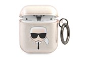 Mobiel - Overige accessoires - Karl Lagerfeld Glitter Karl's Head Case for AirPods 1/2 - Gold - 3666339030346