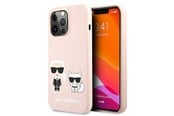 Mobiel - Covers & Cases - Karl Lagerfeld Silicone Ikonik Karl&Choupette MagSafe Case for iPhone 13 Pro Max - Light Pink - 3666339035150