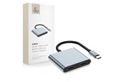 USB hub - Tech-Protect HB08 4-in-1 USB-C + USB2.0 + 2 x HDMI 4K 60HZ Adapter - Grey USB hub - 2 - USB 2.0 - Grijs - 5906302368624