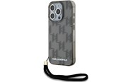 Mobiel - Covers & Cases - Karl Lagerfeld IML Mono KL Pattern & Cord case for iPhone 15 Pro - black - 3666339258269