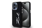 Mobiel - Covers & Cases - Karl Lagerfeld Silicone Metal Script Logo case for iPhone 15 Pro - black - 3666339253363