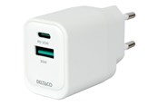 Mobiel - Adapters & Opladers - Deltaco USB GaN Wall Charger PD 35W | 1x USB-A | 1x USB-C | PPS + Samsung SFC 25W | White - USBC-AC159