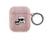 Mobiel - Overige accessoires - Karl Lagerfeld Monogram Karl & Choupette Head case for AirPods 1 / 2 - pink - 3666339283674
