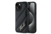 Mobiel - Covers & Cases - Karl Lagerfeld Diagonal Quilted Script case for iPhone 15 Plus / 14 Plus - black - 3666339252236