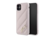 Mobiel - Covers & Cases - Karl Lagerfeld Diagonal Quilted Script case for iPhone 11 / Xr - pink - 3666339252403