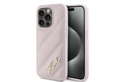 Mobiel - Covers & Cases - Karl Lagerfeld Diagonal Quilted Script case for iPhone 15 Pro - pink - 3666339252526