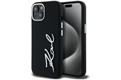 Mobiel - Covers & Cases - Karl Lagerfeld Silicone Metal Script Logo iPhone 15 Case - Black - 3666339253349