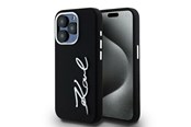 Mobiel - Covers & Cases - Karl Lagerfeld Silicone Metal Script Logo iPhone 15 Pro Max Case - Black - 3666339253370
