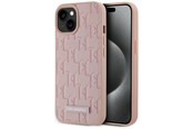 Mobiel - Covers & Cases - Karl Lagerfeld Leather Monogram Metal Logo MagSafe iPhone 15 Case - Pink - 3666339253905