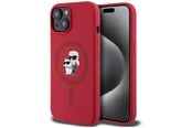 Mobiel - Covers & Cases - Karl Lagerfeld Silicone Karl&Choupette Heads Ring MagSafe iPhone 15 Case - Red - 3666339254186