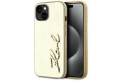 Mobiel - Covers & Cases - Karl Lagerfeld Wrinkled Metal Signature iPhone 15 Case - Gold - 3666339255442
