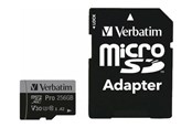 Geheugenkaart - Verbatim Pro U3 microSD/SD - 100MB/s - 256GB - 47045