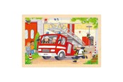 Puzzels - Goki Wooden Jigsaw Puzzle - Helicopter and Fire Truck - 24 pcs. Hout - 57301