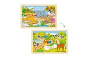 Puzzels - Goki Wooden Jigsaw Puzzle - Farm and Zoo - 24 pcs. Hout - 57302
