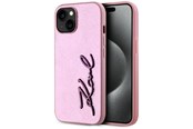 Mobiel - Covers & Cases - Karl Lagerfeld Wrinkled Metal Signature iPhone 15 Case - Pink - 3666339255589