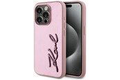Mobiel - Covers & Cases - Karl Lagerfeld Wrinkled Metal Signature iPhone 15 Pro Case - Pink - 3666339255602