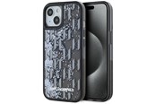 Mobiel - Covers & Cases - Karl Lagerfeld Liquide Glitter Monogram Gradient iPhone 15 Case - Black - 3666339256142