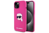 Mobiel - Covers & Cases - Karl Lagerfeld KLHMP15SSKHPPLF iPhone 15 6.1" fuchsia/fuschia hardcase Silicone Karl Head Print MagSafe - 3666339256982