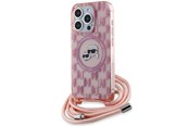 Mobiel - Covers & Cases - Karl Lagerfeld IML Crossbody Monogram Karl & Choupette Head MagSafe case for iPhone 15 Pro - pink - 3666339286583