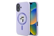 Mobiel - Covers & Cases - Karl Lagerfeld Silicone Karl&Choupette Heads Ring MagSafe Case for iPhone 16 Plus - Purple - 3666339318734