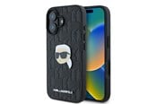 Mobiel - Covers & Cases - Karl Lagerfeld Monogram Karl Head Pin iPhone 16 Case - Black - 3666339329549