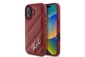Mobiel - Covers & Cases - Karl Lagerfeld Diagonal Quilted Script iPhone 16 Case - Red - 3666339317768