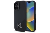 Mobiel - Covers & Cases - Karl Lagerfeld Silicone Shadow Metal Initial MagSafe iPhone 16 Case - Black - 3666339317928