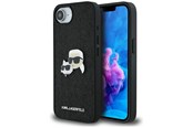 Mobiel - Covers & Cases - Karl Lagerfeld Fixed Glitter Karl&Choupette Heads Metal Pin iPhone 16e Case - Black - 3666339453664