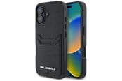 Mobiel - Covers & Cases - Karl Lagerfeld HC Grained PU Cardslot Metal Elong iPhone 16 Case - Black - 3666339355401