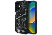 Mobiel - Covers & Cases - Karl Lagerfeld Grained Pattern & Logo MagSafe Case for iPhone 16 - Black - 3666339463304