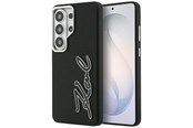 Mobiel - Covers & Cases - Karl Lagerfeld Grained Signature Metal Resin Logo Case for Samsung Galaxy S26 Ultra - Black - 3666339612399