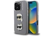 Mobiel - Covers & Cases - Karl Lagerfeld FW Grained Karl & Choupette Heads Pins Case for iPhone 16 Pro - Gray - 3666339457921