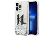 Mobiel - Covers & Cases - Karl Lagerfeld Liquid Glitter Big KL case for iPhone 14 Pro - silver - 3666339085704
