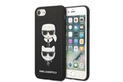 Mobiel - Covers & Cases - Karl Lagerfeld KLHCI8SAKICKCBK iPhone 7/8 / SE 2020 / SE 2022 black/black hardcase Saffiano Karl&Choupette Head - 3666339054984