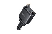 Mobiel - Adapters & Opladers - ORICO Twin Reach 45W USB-A + USB-C Car Charger with Two Retractable USB-C Cables - Black - TR-45-1A3C-BK-EP-HU