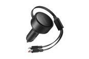 Mobiel - Adapters & Opladers - ORICO Dual Stretch 60W USB-C Car Charger with Two Retractable USB-C + Lightning Cables - Black - DS-60-2C1L-BK-EP-HU