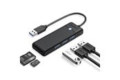 USB hub - ORICO PAPW3AT-U3 USB Hub 4-port 3x USB-A 3.0 with microSD/SD card reader 1 m - black USB hub - 4 - USB 3.0 - Zwart - PAPW3AT-U3-10-BK-EP