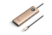 USB hub - ORICO PW11 9in1 USB-C Docking Station 2x USB-A 3.0 1x USB-C 3.0 1x USB-C PD 100 1x HDMI 4K 60Hz 1x microSD/SD 1x RJ45 2.5G Ethernet 1x Audio 3.5mm - Rose Gold USB hub - 9 - USB 3.0 - PW11-9P25R-RG-EP