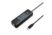 USB hub - ORICO PW3UR25-C3 USB Hub 4-Port 3x USB-A 3.0 1x RJ45 2.5G Ethernet 0.5m - Black USB hub - 4 - USB 3.0 - Zwart - PW3UR25-C3-05-BK-EP