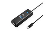 USB hub - ORICO PW3UR25-C3 3-port USB Hub 1x USB-A 3.0 1x USB-C 3.0 1x RJ45 2.5G Ethernet 1.8 m - Black USB hub - USB 3.0 - Zwart - PWCUR25-C3-18-BK-EP
