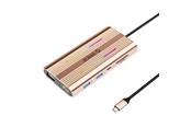 USB hub - ORICO XDR 12in1 RGB USB-C Docking Station USB-A USB-C PD 100W 2x HDMI 4K 60Hz VGA RJ45 Gigabit SD and microSD Card Reader - Rose Gold USB hub - 12 - USB 3.1 - XDR-X1-RG-BP