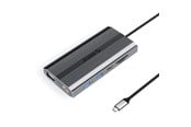 USB hub - ORICO XDR 12in1 USB-C Docking Station USB-A USB-C HDMI 4K VGA RJ45 Gigabit PD 100W SD and microSD Card Reader - Gray USB hub - 12 - USB 3.1 - Grijs - XDR-X22-GY-BP